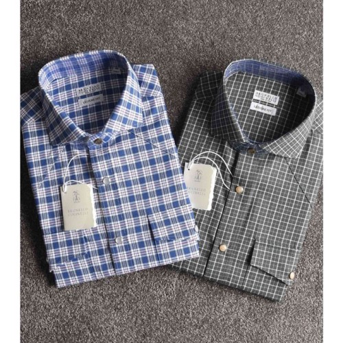 [Brunello Cucinelli] 브루넬로 쿠치넬리 코튼 체크 셔츠 24032636