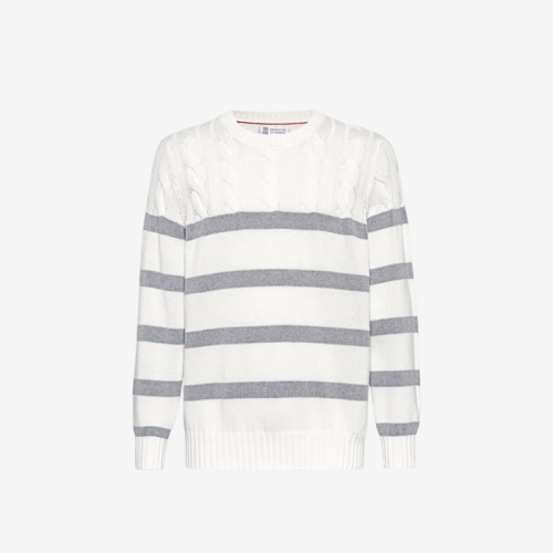 [Brunello Cucinelli] 브루넬로 쿠치넬리 Striped Cotton Sweater - Multicoloured 24031533