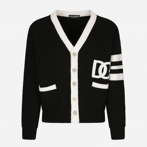 [D & G] 돌체앤가바나 DG 로고 울 피셔맨 립 카디건 GXK44ZJBVR7S9000
