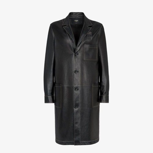 [Fendi] 펜디 블랙 가죽 오버코트 FPJ113APRLF0QA1