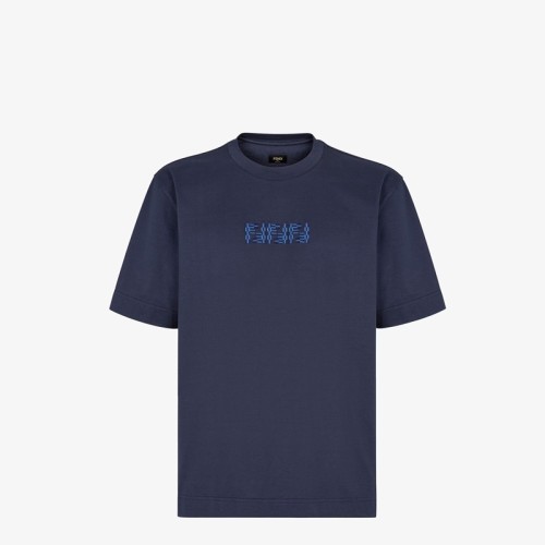 [Fendi] 펜디 네이비 블루 코튼 티셔츠 FY1319ASE7F0QB0