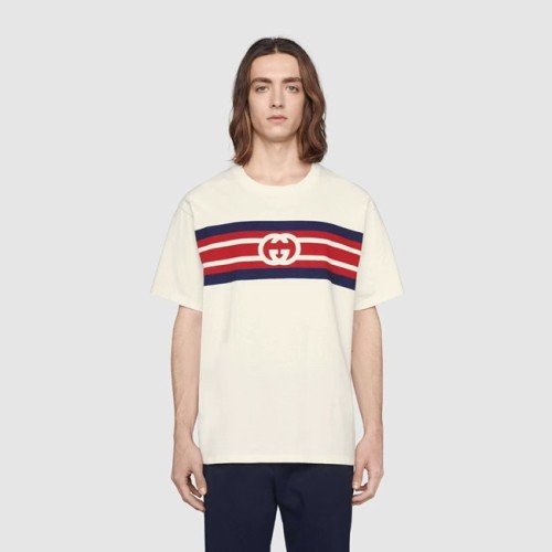[Gucci] 구찌 남/여 인터로킹 G 스트라이프 프린트 티셔츠 21042830