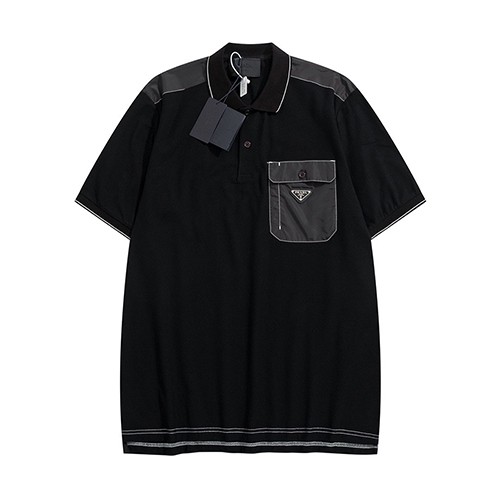 [Prada] 프라다 삼각 로고 스티치 카라 티셔츠 22052337