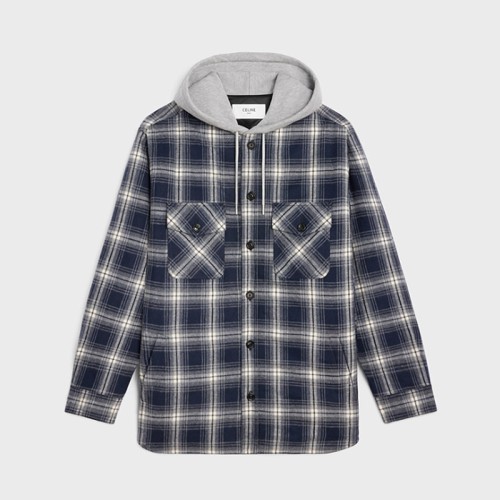 [Celine] 셀린느 체크 코튼 후드 오버셔츠 2W65B912X.07MR