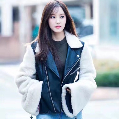 [Acne] 아크네 양털 커프스 레더자켓 (티아라 효민 착용상품)