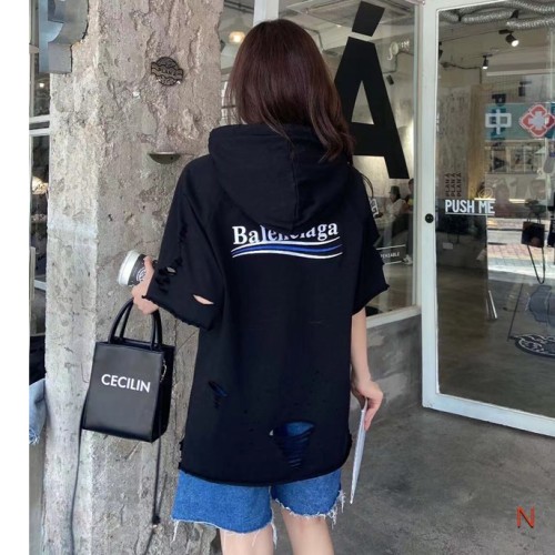 [Balenciaga] 발렌시아가 남/여 워싱 데미지 하프 후드 티셔츠 21060930