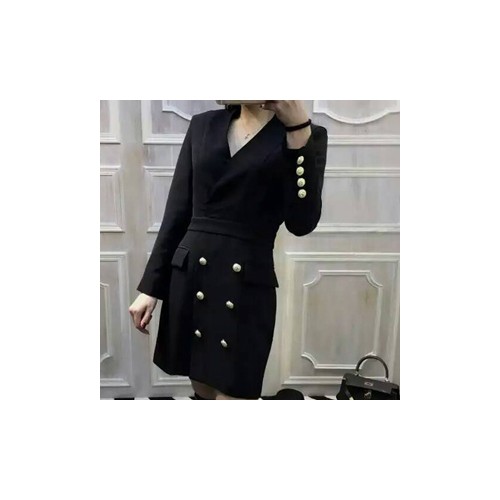 [Balmain] 발망 브이넥 블랙 원피스