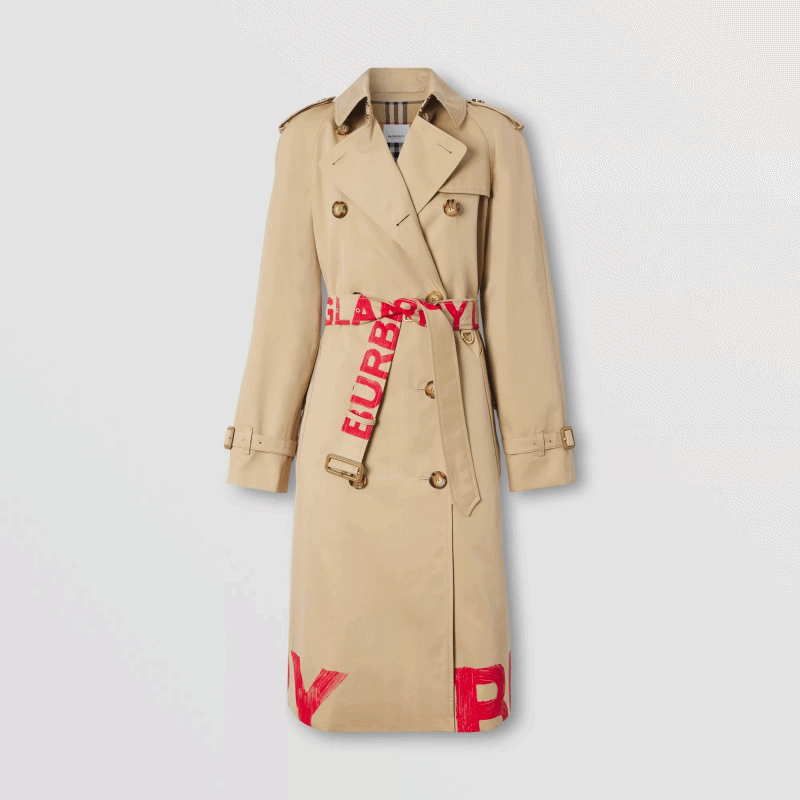 [Burberry] 버버리 로고 프린트 코튼 개버딘 트렌치코트 80376211