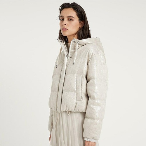 [Brunello Cucinelli] 브루넬로 쿠치넬리 시퀸 장식 후드 패딩 MB9512804C2613