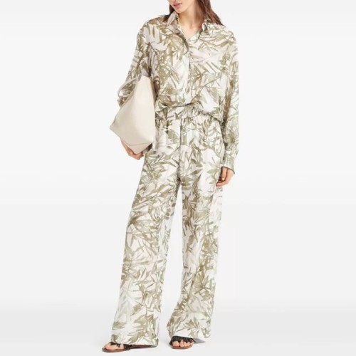 [Brunello Cucinelli] 브루넬로 쿠치넬리 Silk herbarium print pongee pyjama-style loose trousers 251MQ999P8915