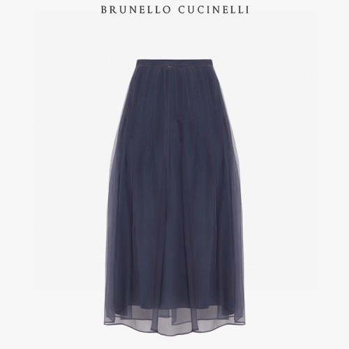 [Brunello Cucinelli] 브루넬로 쿠치넬리 모닐리 체인 실크 맥시 스커트