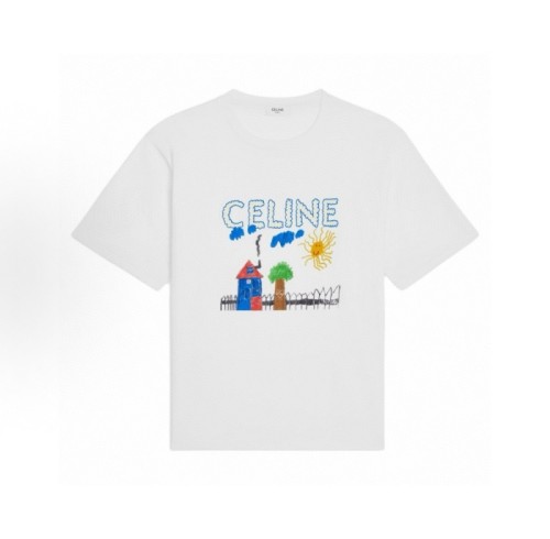 [Celine] 셀린느 레귤러 티셔츠 - 코튼 저지 25070730