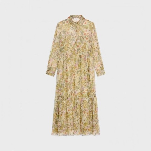 [Celine] 셀린느 롱 셔츠 드레스 - 실크 크레퐁 RR08P0I57.12CU
