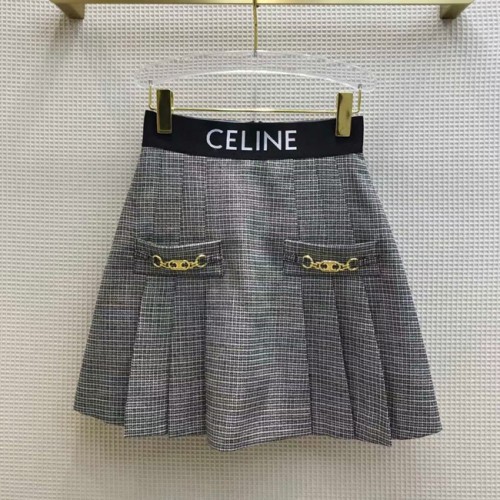 [Celine] 셀린느 로고 하우스투스 체크 A라인 스커트 21032636