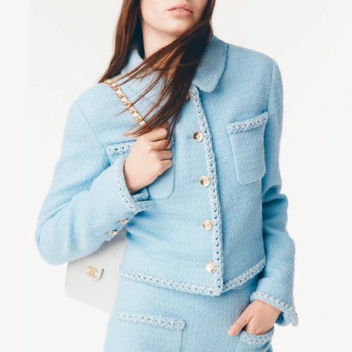 [Chanel] 샤넬 울 트위드 라이트 블루 재킷 P80439-V72663-NY725