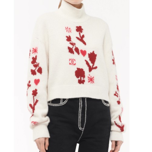 [Chanel] 샤넬 풀오버 캐시미어, 실크 레드, 오프 화이트, 버건디 P77821 K11264 NZT26