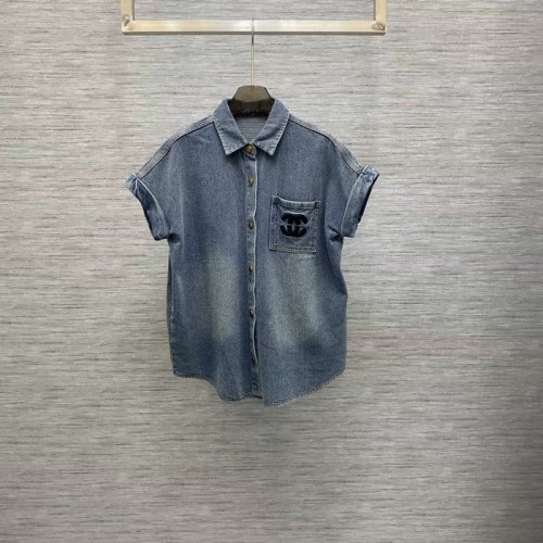 [Chanel] 샤넬 워싱 데님 하프 셔츠 23070641