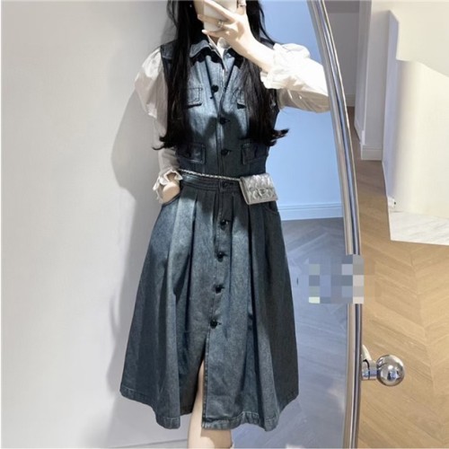 [Chanel] 샤넬 빈티지 워싱 데님 드레스 23041236