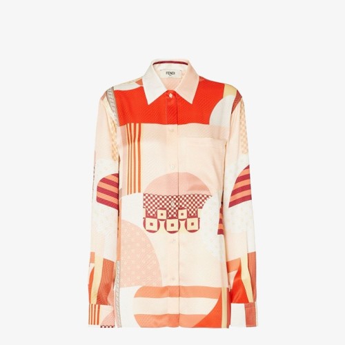 [Fendi] 펜디 패치워크 프린트 핑크 실크 셔츠 FS8274AUQMF1SAW