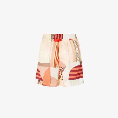[Fendi] 펜디 Silk shorts with pink patchwork print Shorts FR6643AUQMF1SAW