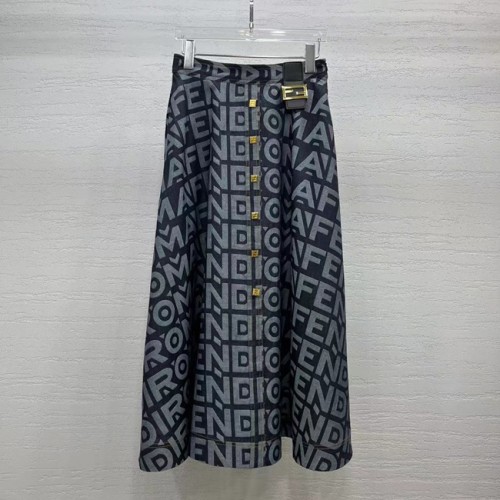 [Fendi] 펜디 자가드 데님 롱 스커트 23042542