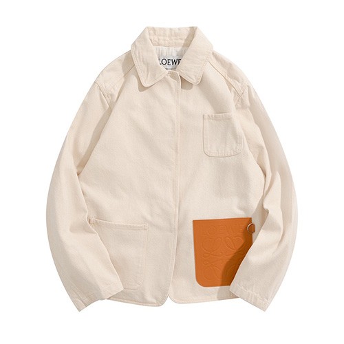 [Loewe] 로에베 아나그램 레더 패치 코튼 자켓 22082931