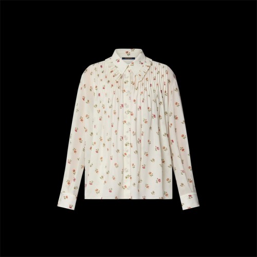 [Louis vuitton] 루이비통 플로럴 프린트 러플 칼라 셔츠 1AFCBJ
