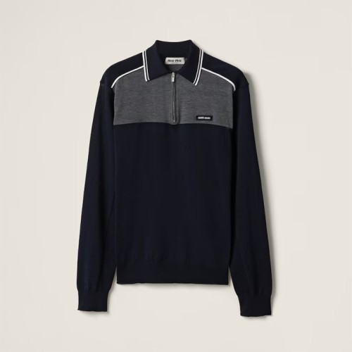 [Miumiu] 미우미우 Cotton and silk polo shirt MMLB20_1614_F0G7P_S_OOO