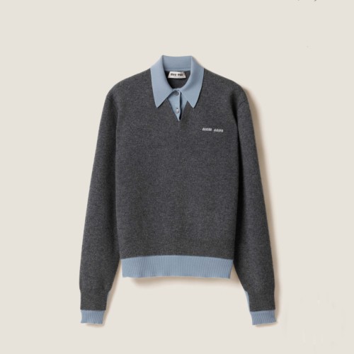 [Miumiu] 미우미우 캐시미어 & 울 폴로 스웨터 MMLA61 16ON F0JQG