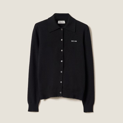 [Miumiu] 미우미우 캐시미어 니트 카디건 블랙 MMF890_13S1_F0002_S_OOO