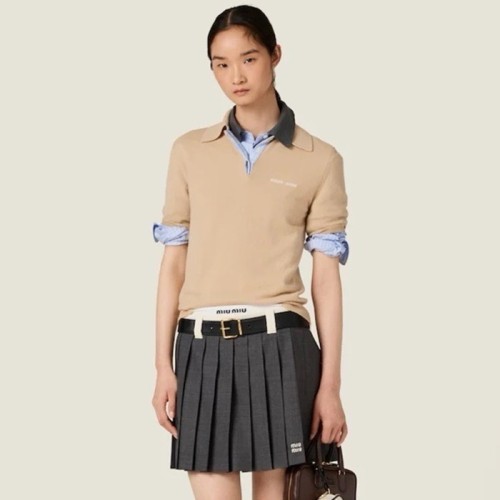 [Miumiu] 미우미우 캐시미어 폴로 스웨터 MMLA30