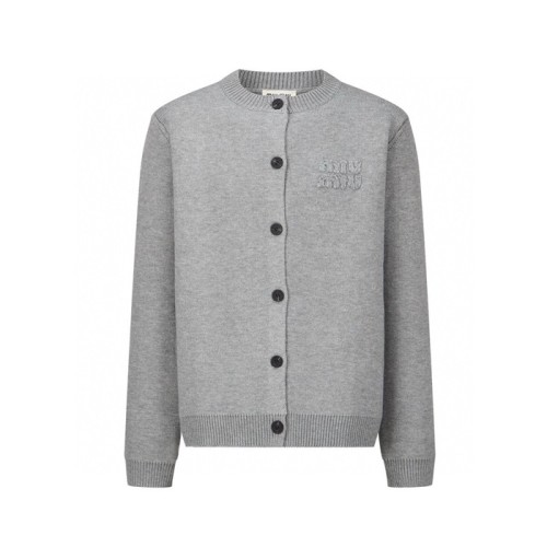 [Miumiu] 미우미우 울 앤 나일론 니트 가디건 그레이 MMF796-13JS-F0031
