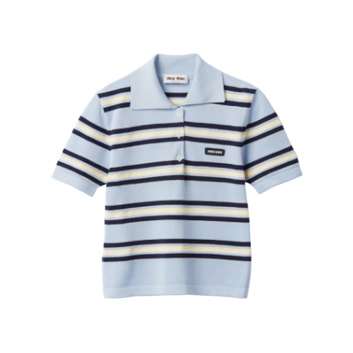 [Miumiu] 미우미우 실크 및 코튼 니트 폴로 셔츠 MML880_14AX_F0012_S_OOO