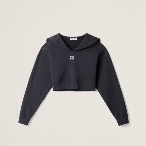 [MiuMiu] 미우미우 자수 로고 장식 코튼 플리스 스웨트셔츠 MJL994_14ET_F0008_S_OOO
