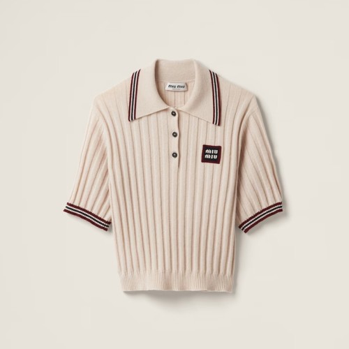 [MiuMiu] 미우미우 Cashmere knit polo shirt MML878_138Q_F0018_S_OOO