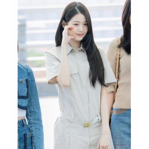 [Miumiu] 미우미우 파나마 셔츠 벨트 코튼 라임스톤 원피스 23052137