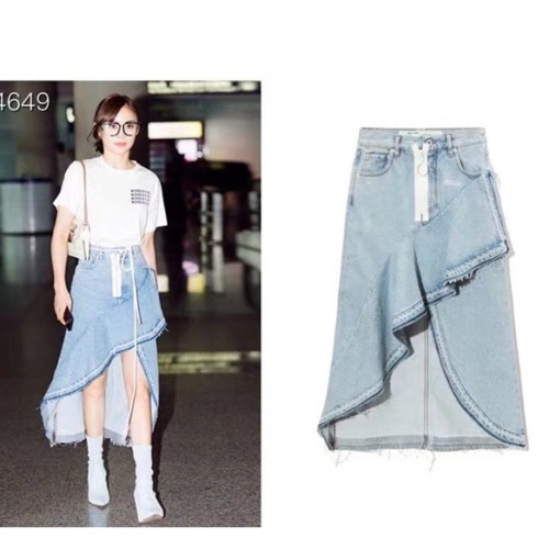 [Off-White] 오프화이트 언발란스 데님 스커트 19070730