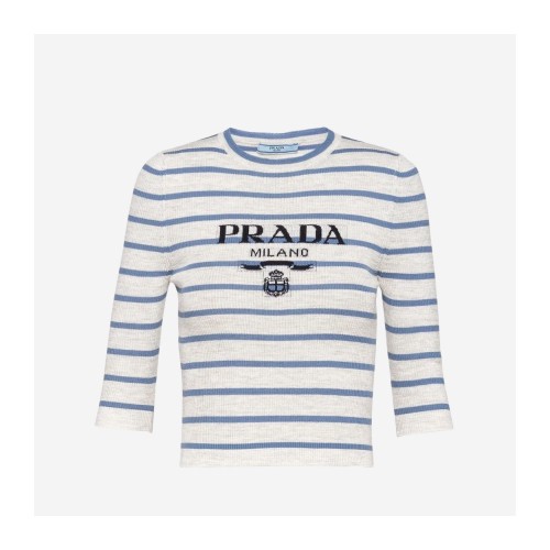 [Prada] 프라다 슈퍼파인 울 크루넥 스웨터 마블 그레이 페리윙클 블루 P24V1G-11J5-F0VWZ