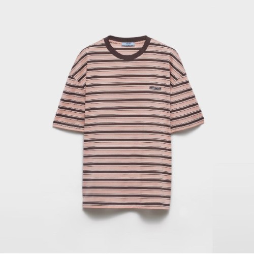 [Prada] 프라다 Striped lisle cotton T-shirt 25060330
