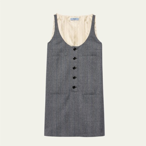 [Prada] 프라다 Pinstripe Silk Back Wool Mini Dress BGS21_B9L7S