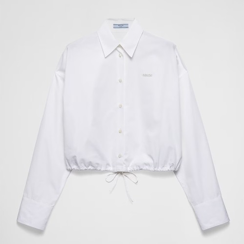 [Prada] 프라다 드로우스트링 포플린 셔츠 화이트 SPRB01-S15W-FE08N