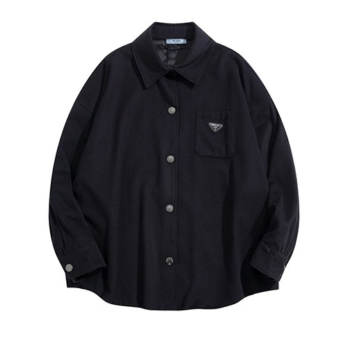 [Prada] 프라다 남/여 삼각 로고 울 앙고라 캐심어 오버핏 셔츠 22090388