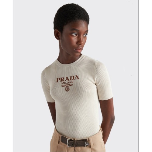 [Prada] 프라다 로고 실크 크루넥 스웨터 22070833