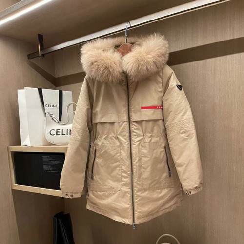 [Prada] 프라다 폭스퍼 후드 구스 다운 패딩 21091334