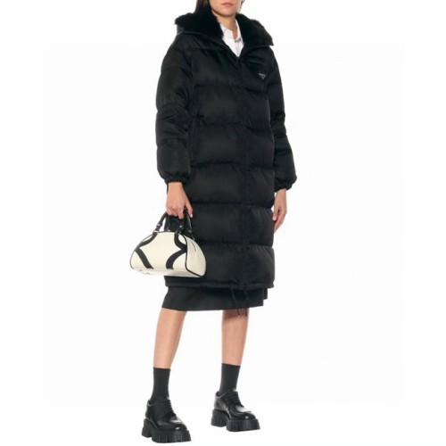 [Prada] 프라다 후드 폭스퍼 롱 패딩 21083131