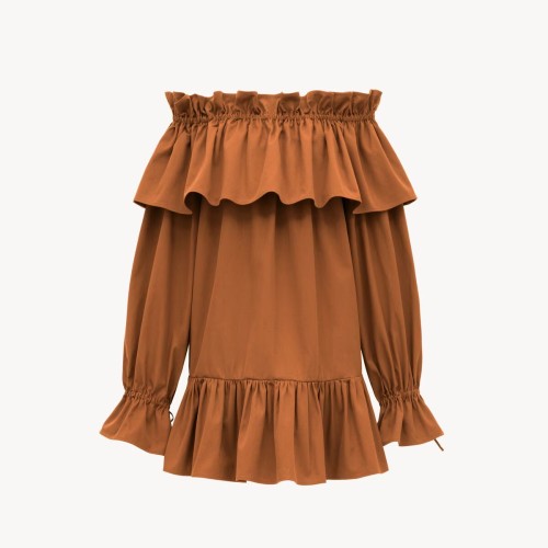 [Saint Laurent] 생로랑 코튼 트윌 소재 러플 드레스 820312Y3A992498