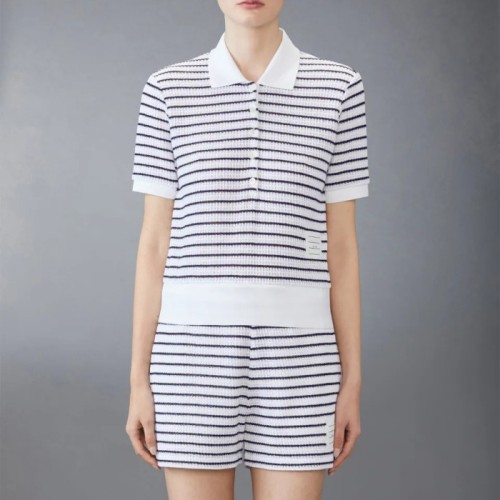 [Thom Browne] 톰브라운 텍스처리드 코튼 폴로 FJP101AJ0188415