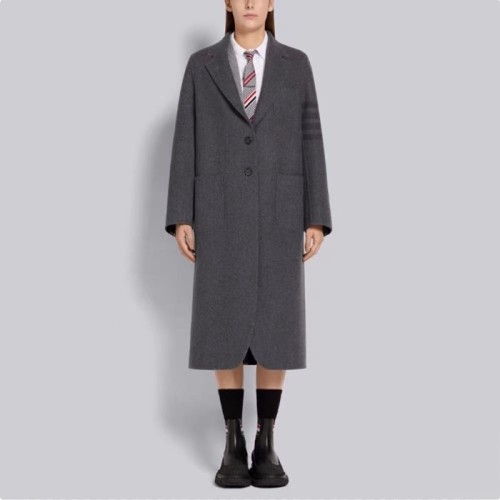 [Thom Browne] 톰브라운 Medium Grey Double Face Melton Engineered 4-Bar Unconstructed Elongated Sack Over