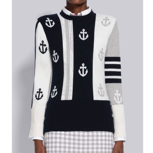 [Thom Browne] 톰브라운 CASHMERE ANCHOR POINTELLE 4-BAR PULLOVER FKA419AY2001100
