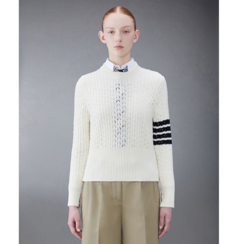 [Thom Browne] 톰브라운 울 4-바 포인텔 풀오버 FKA445A-Y1024-100